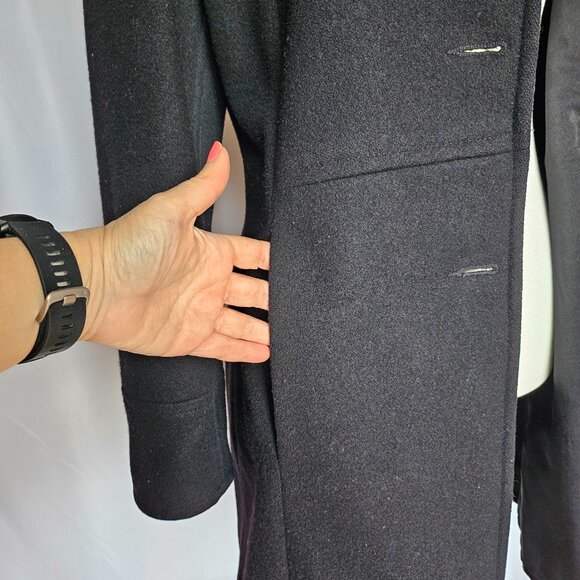 STEPHANIE MATHEWS Black Wool Women's Coat, Size S - Picture 10 of 12